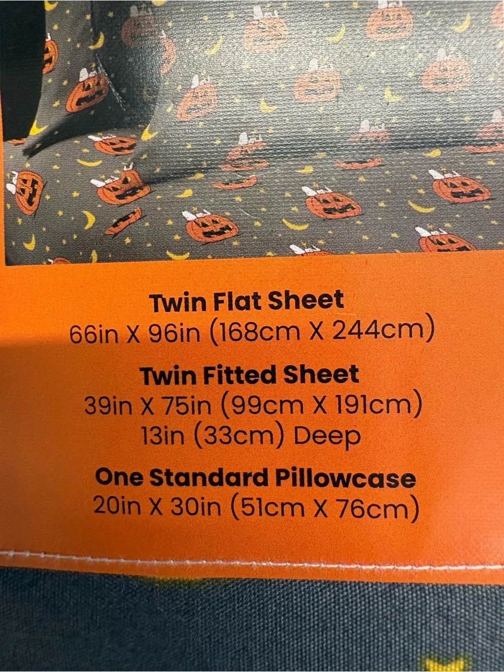 Peanuts Snoopy Halloween Gray 3PC Twin Sheet Set-Pumpkin Moon Star